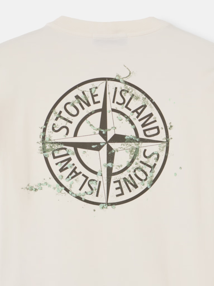 STONE ISLAND KIDS Boys Compass Logo Print T-Shirt White - MAISONDEFASHION.COM