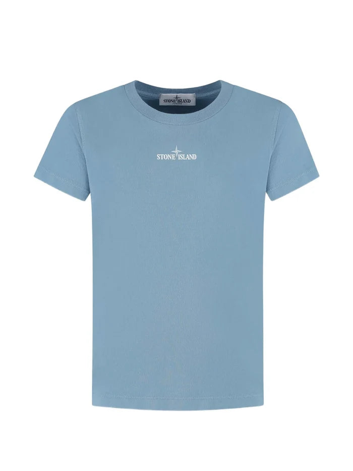 STONE ISLAND KIDS Boys Compass Logo T-shirt Blue - MAISONDEFASHION.COM