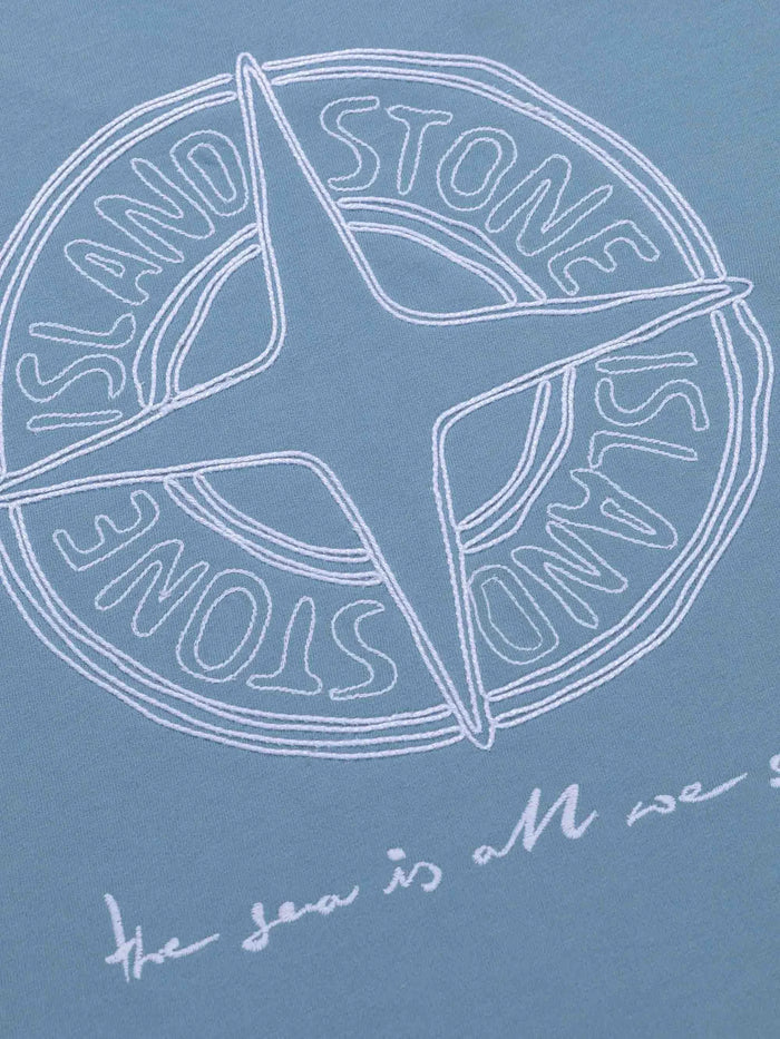 STONE ISLAND KIDS Boys Compass Logo T-shirt Blue - MAISONDEFASHION.COM
