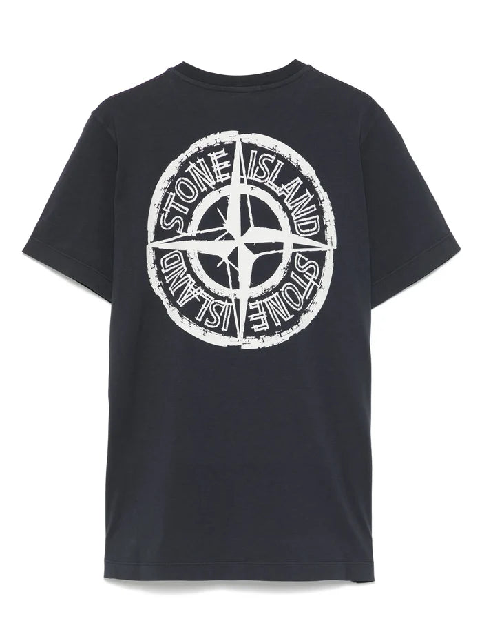 STONE ISLAND KIDS Boys Compass-motif T-shirt Navy - MAISONDEFASHION.COM
