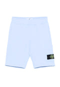 STONE ISLAND KIDS Boys Compass-Patch Elasticated Waistband Shorts Light Blue - MAISONDEFASHION.COM