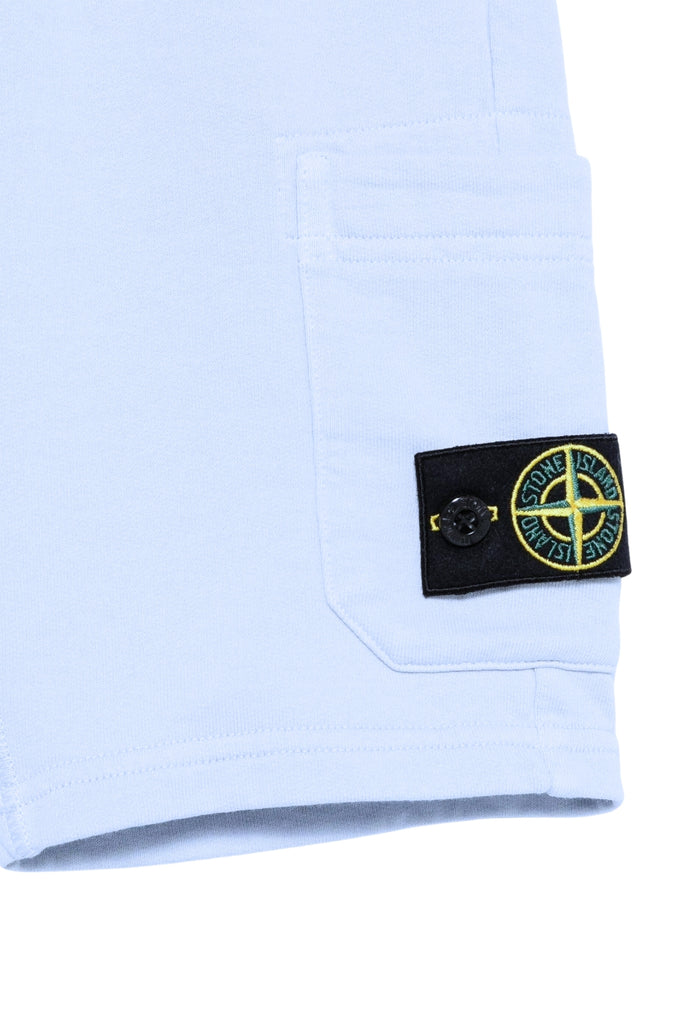 STONE ISLAND KIDS Boys Compass-Patch Elasticated Waistband Shorts Light Blue - MAISONDEFASHION.COM