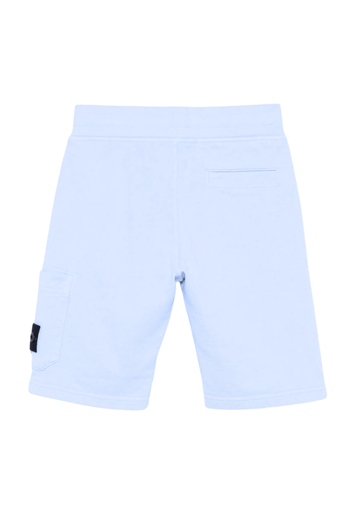 STONE ISLAND KIDS Boys Compass-Patch Elasticated Waistband Shorts Light Blue - MAISONDEFASHION.COM