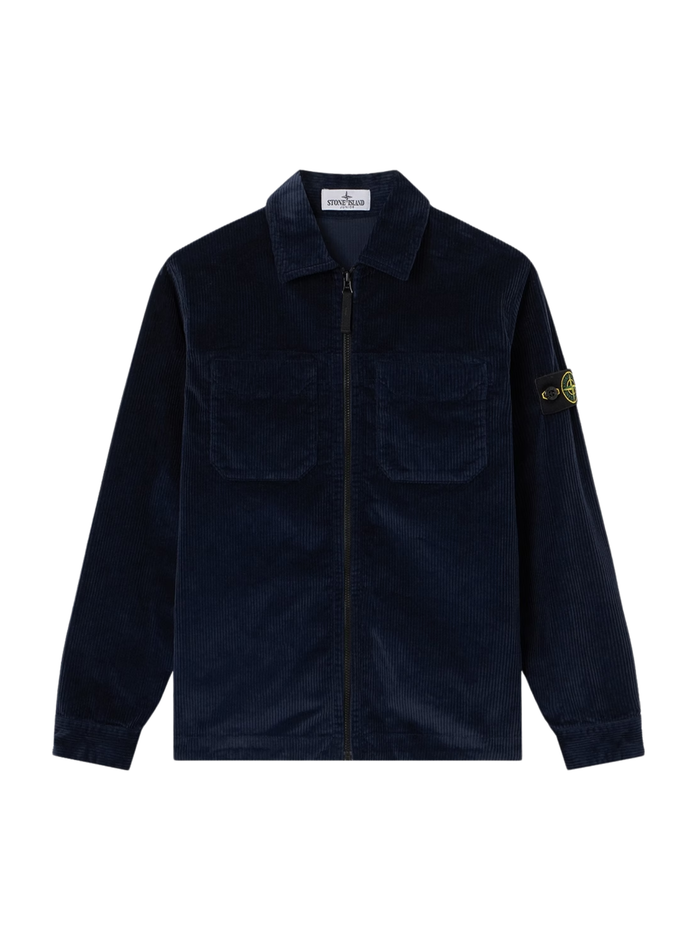 STONE ISLAND KIDS Boys Corduroy Zip-up Shirt Navy