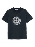 STONE ISLAND KIDS Boys Frosted Compass Embroidery T-shirt Navy - MAISONDEFASHION.COM