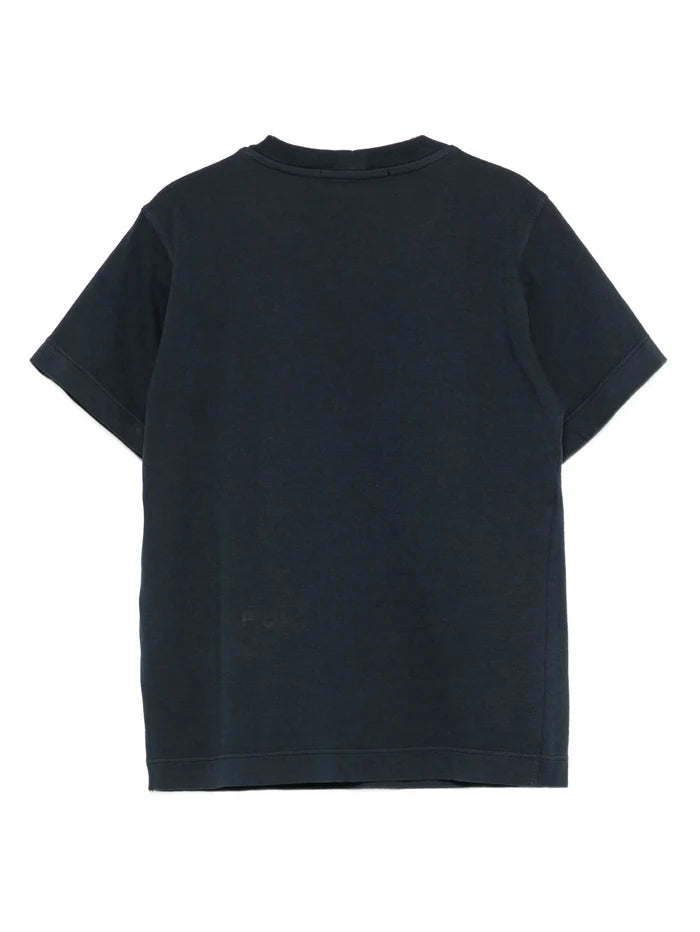 STONE ISLAND KIDS Boys Frosted Compass Embroidery T-shirt Navy - MAISONDEFASHION.COM