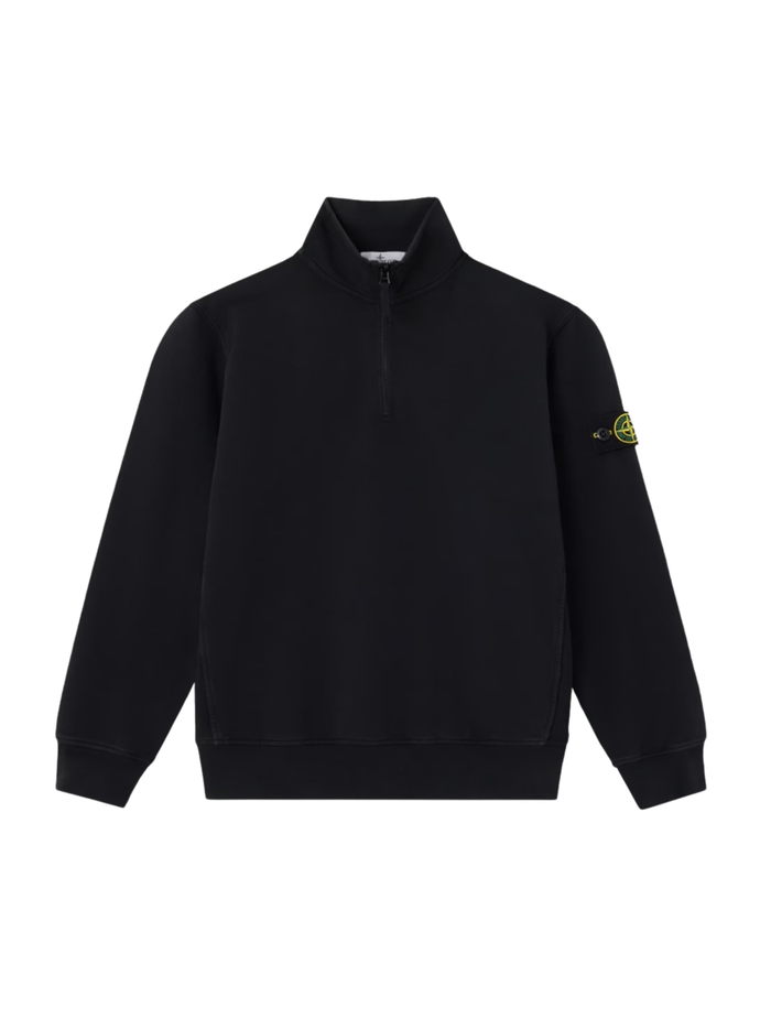 STONE ISLAND KIDS Boys Half-zip Sweatshirt Black - MAISONDEFASHION.COM