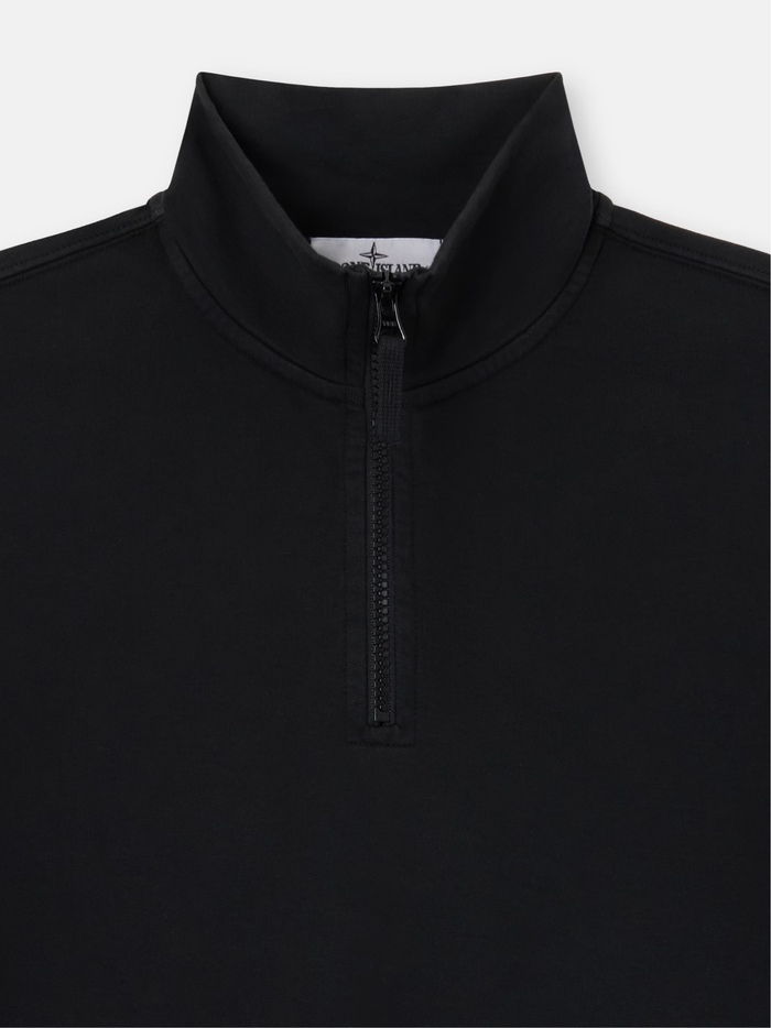 STONE ISLAND KIDS Boys Half-zip Sweatshirt Black - MAISONDEFASHION.COM