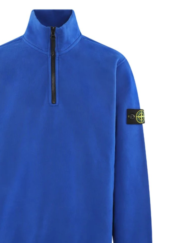 STONE ISLAND KIDS Boys Half-zip Sweatshirt Blue - MAISONDEFASHION.COM