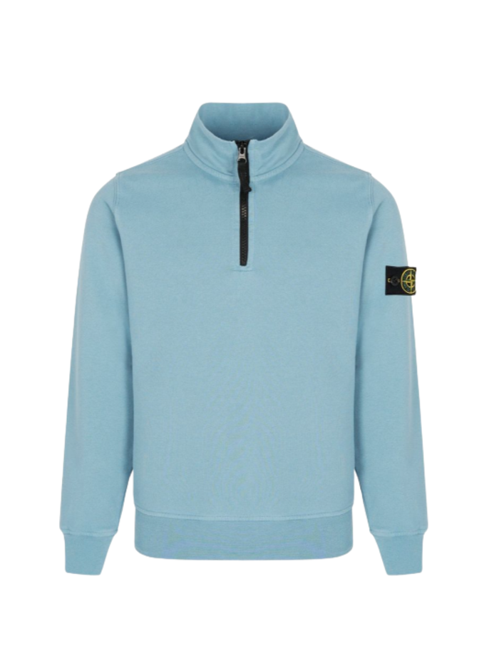 STONE ISLAND KIDS Boys Half-zip Sweatshirt Dust Blue - MAISONDEFASHION.COM