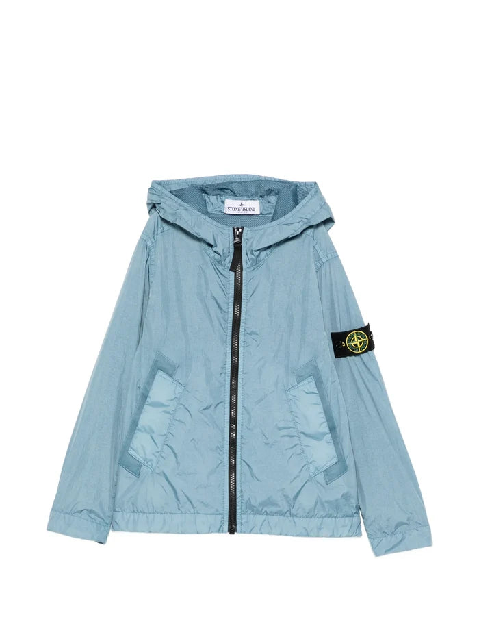 STONE ISLAND KIDS Boys Hooded Pocket Jacket Dust Blue - MAISONDEFASHION.COM