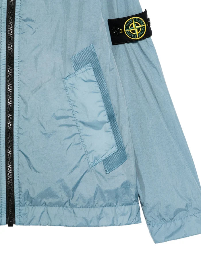 STONE ISLAND KIDS Boys Hooded Pocket Jacket Dust Blue - MAISONDEFASHION.COM