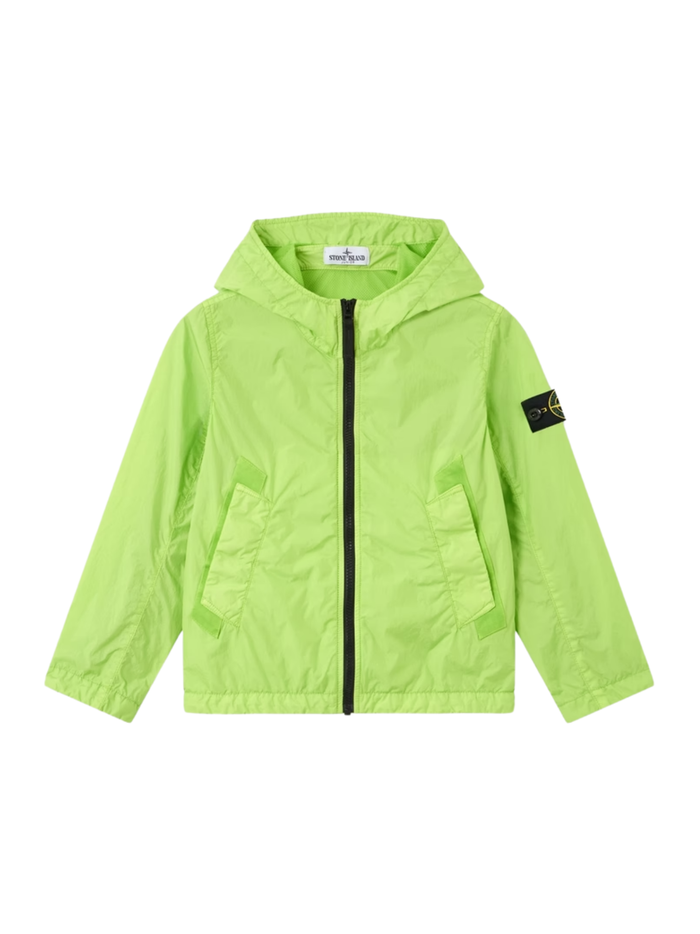 STONE ISLAND KIDS Boys Hooded Pocket Jacket Lime - MAISONDEFASHION.COM