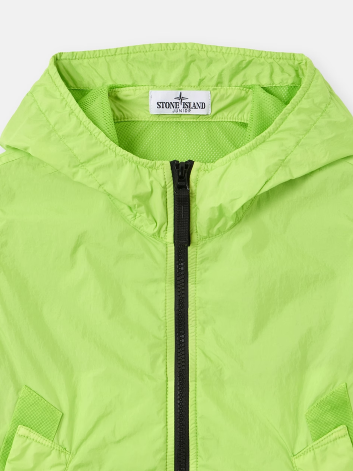 STONE ISLAND KIDS Boys Hooded Pocket Jacket Lime - MAISONDEFASHION.COM