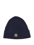 STONE ISLAND KIDS Boys Logo Patch Beanie Navy - MAISONDEFASHION.COM