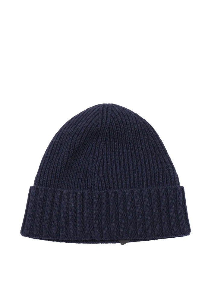 STONE ISLAND KIDS Boys Logo Patch Beanie Navy - MAISONDEFASHION.COM