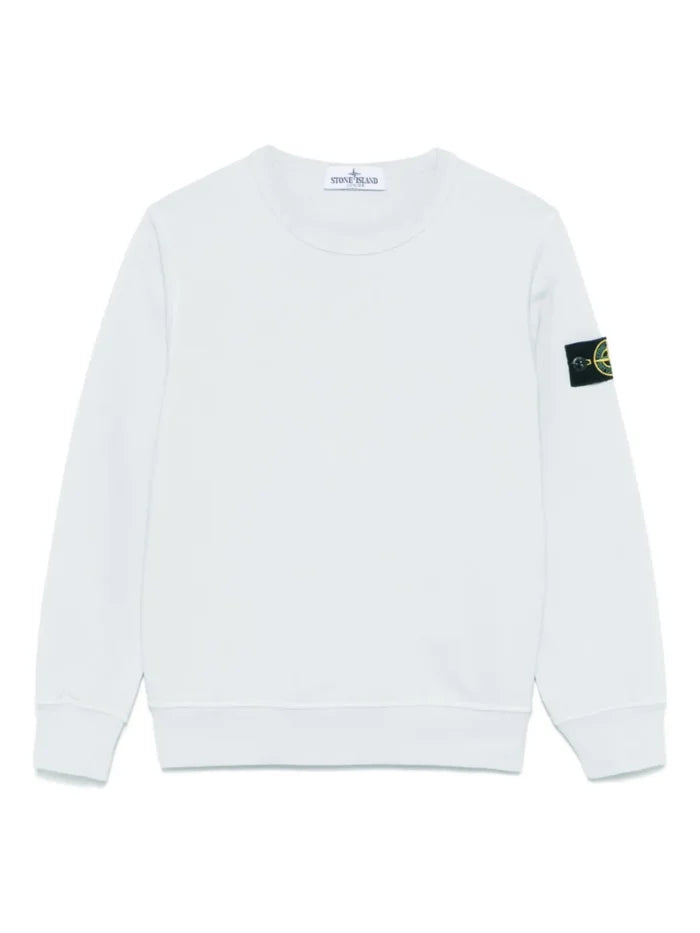 STONE ISLAND KIDS Boys Logo-Patch Crewneck Sweatshirt Light Blue - MAISONDEFASHION.COM