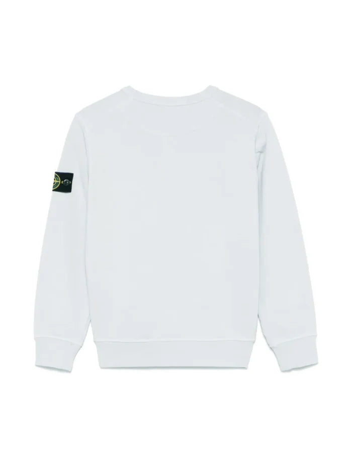STONE ISLAND KIDS Boys Logo-Patch Crewneck Sweatshirt Light Blue - MAISONDEFASHION.COM