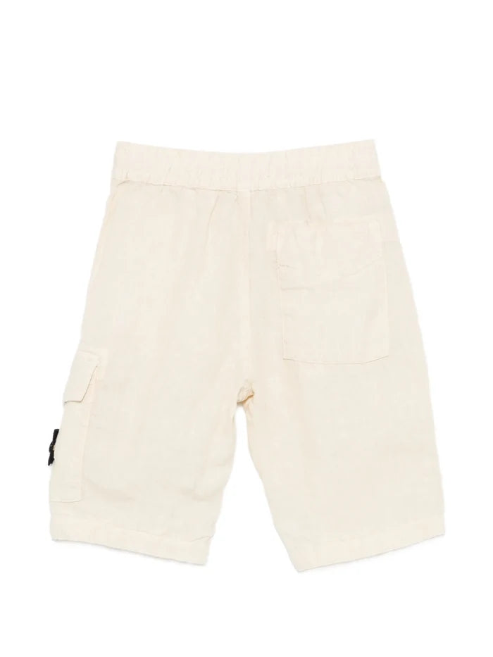 STONE ISLAND KIDS Boys Logo-patch Pocket Shorts Light Beige - MAISONDEFASHION.COM