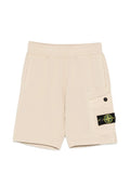 STONE ISLAND KIDS Boys Logo-patch Shorts Beige - MAISONDEFASHION.COM