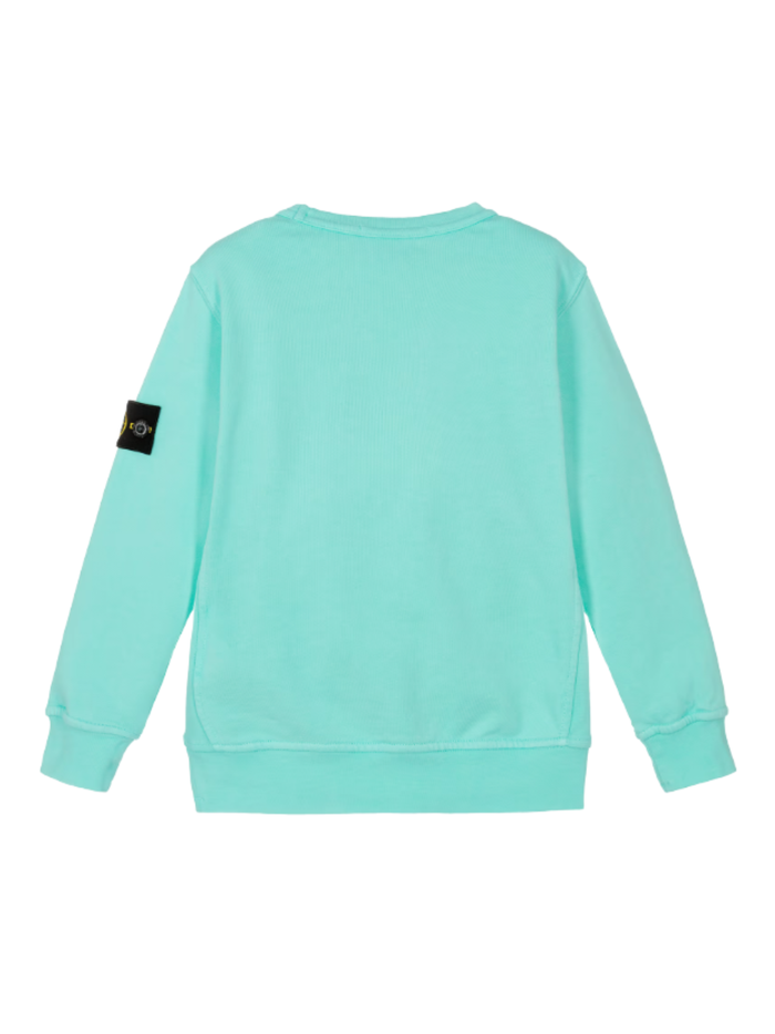 STONE ISLAND KIDS Boys Logo Patch Sweatshirt Aqua - MAISONDEFASHION.COM