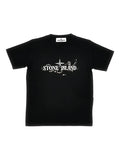 STONE ISLAND KIDS Boys Paint-Splatter Logo T-shirt Black - MAISONDEFASHION.COM