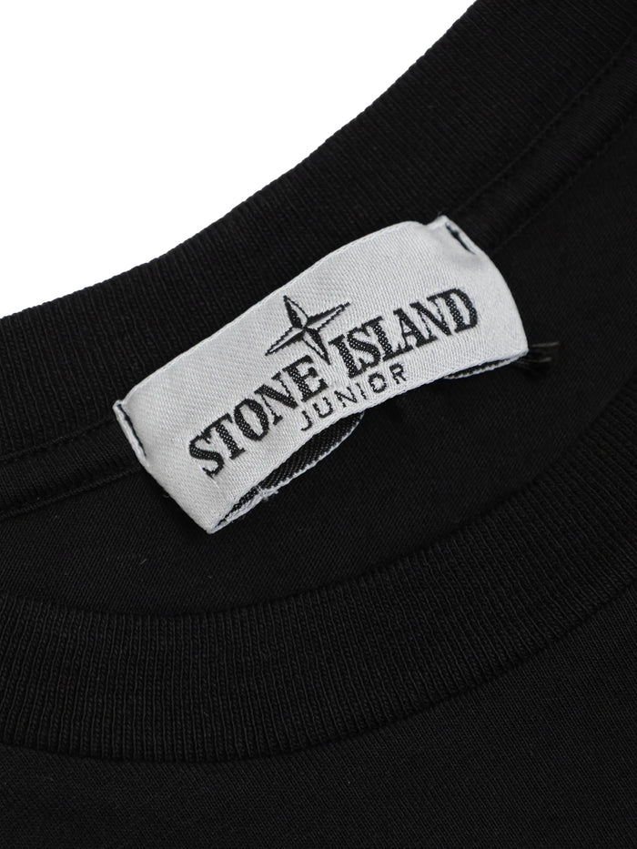 STONE ISLAND KIDS Boys Scribble Compass Print T-shirt Black - MAISONDEFASHION.COM
