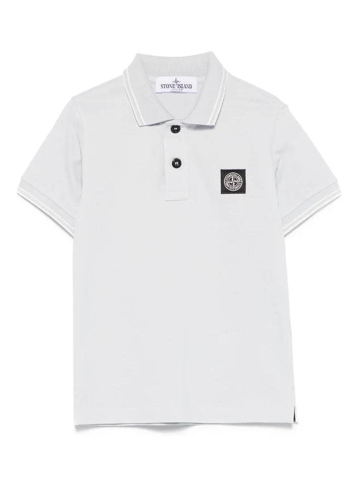 STONE ISLAND KIDS Boys Slim Fit Patch Polo Shirt Light Blue - MAISONDEFASHION.COM
