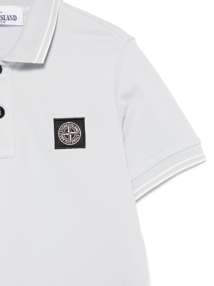 STONE ISLAND KIDS Boys Slim Fit Patch Polo Shirt Light Blue - MAISONDEFASHION.COM