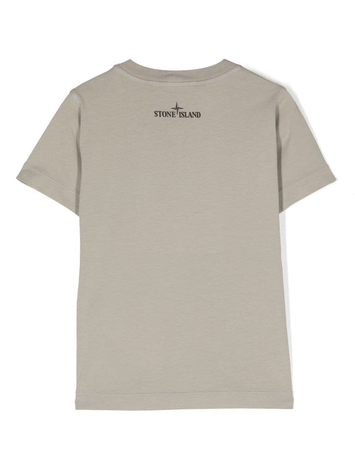 STONE ISLAND KIDS Camo Logo T-Shirt Grey - MAISONDEFASHION.COM