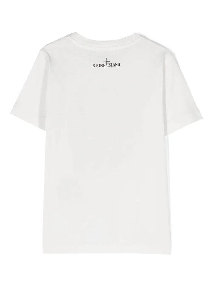 STONE ISLAND KIDS Camo Logo T-Shirt White - MAISONDEFASHION.COM