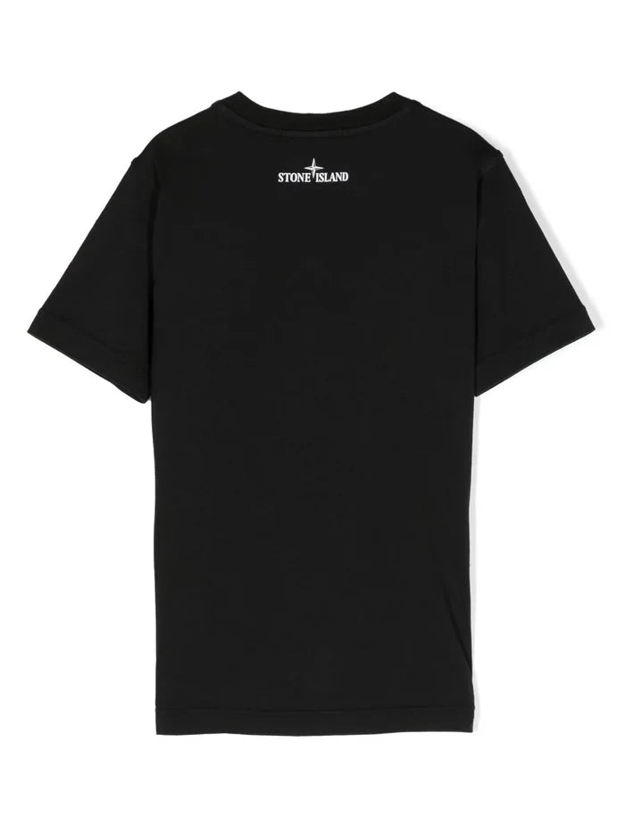 STONE ISLAND KIDS Camo Logo T-Shirt Black - MAISONDEFASHION.COM
