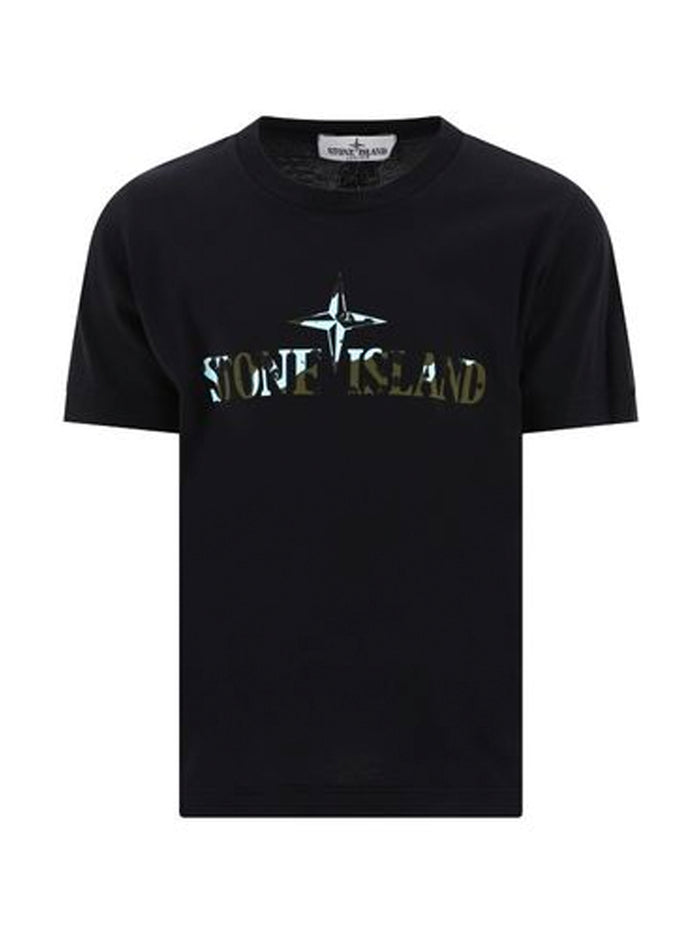 STONE ISLAND KIDS Logo Camo2 T-Shirt Black - MAISONDEFASHION.COM
