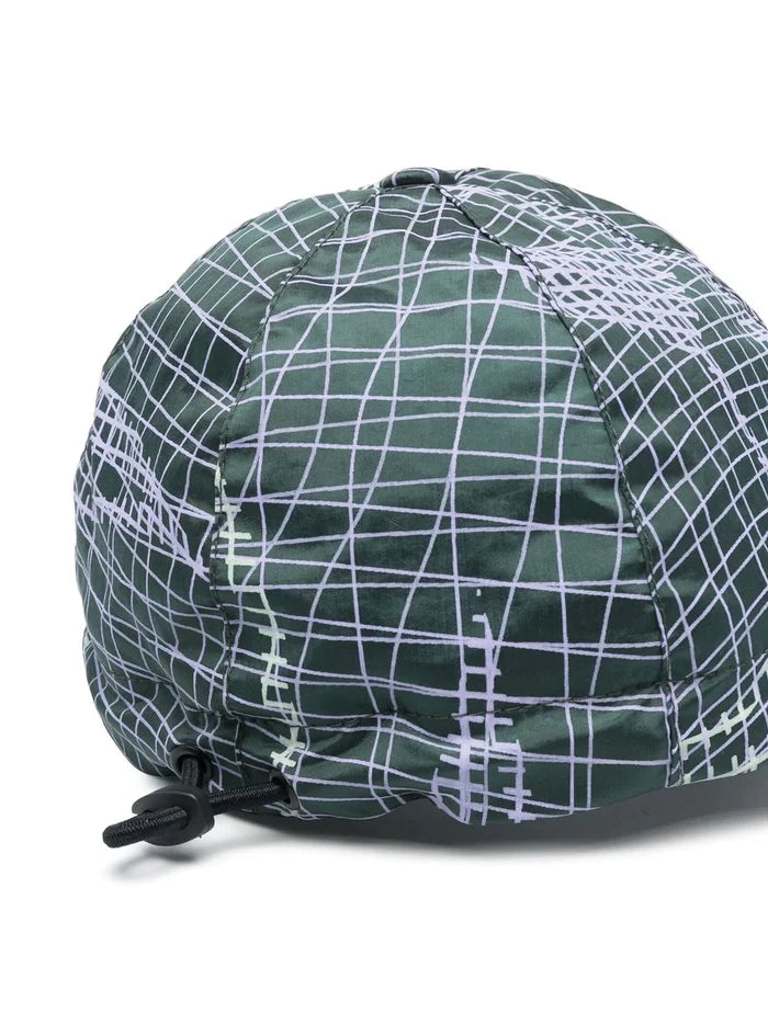STONE ISLAND KIDS Compass Embroidered Logo Pattern Cap Green - MAISONDEFASHION.COM
