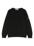 STONE ISLAND KIDS Compass Logo Patch Sweatshirt Black - MAISONDEFASHION.COM