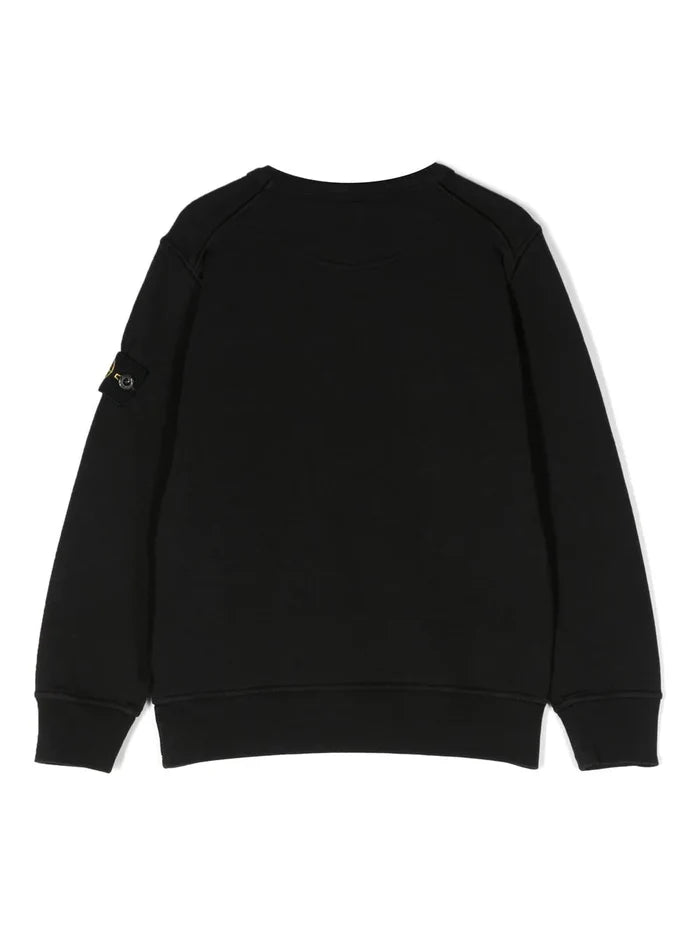 STONE ISLAND KIDS Compass Logo Patch Sweatshirt Black - MAISONDEFASHION.COM