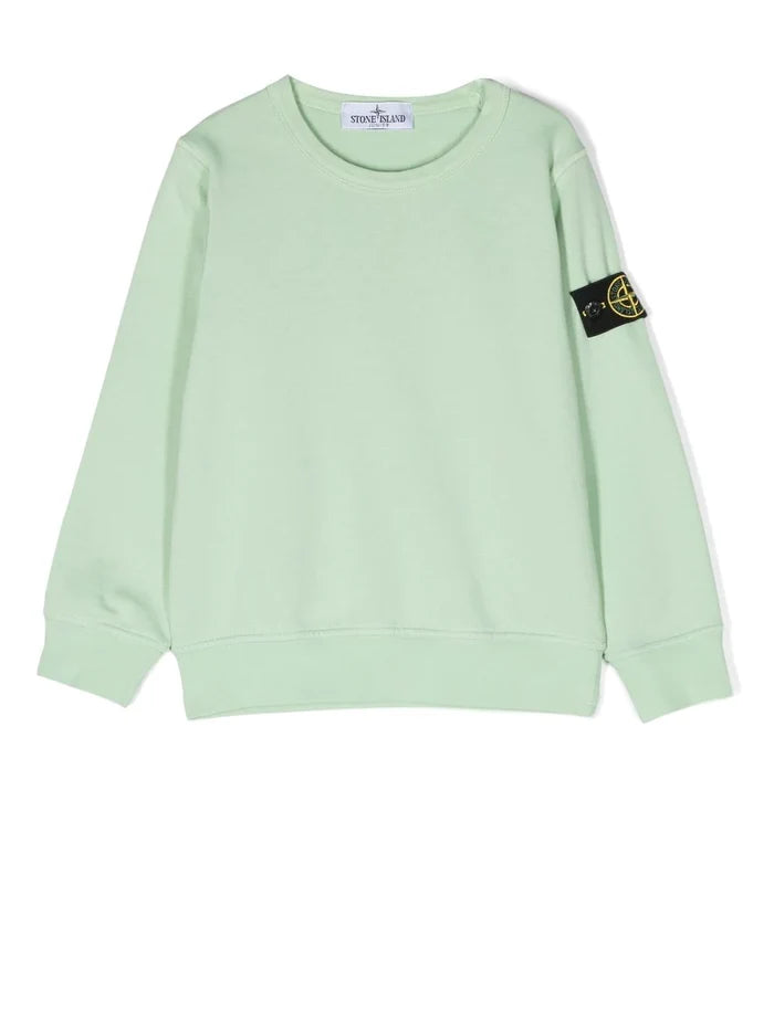 STONE ISLAND KIDS Compass Logo Patch Sweatshirt Green - MAISONDEFASHION.COM
