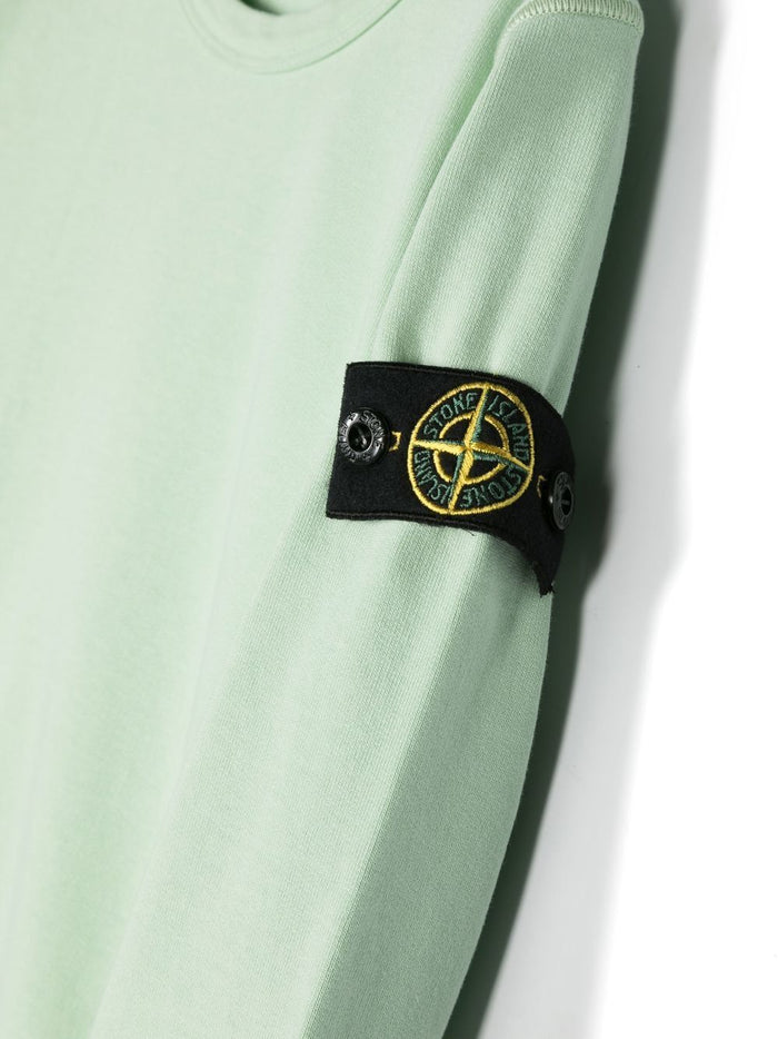 STONE ISLAND KIDS Compass Logo Patch Sweatshirt Green - MAISONDEFASHION.COM