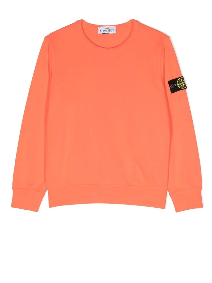 STONE ISLAND KIDS Compass Logo Patch Sweatshirt Orange - MAISONDEFASHION.COM