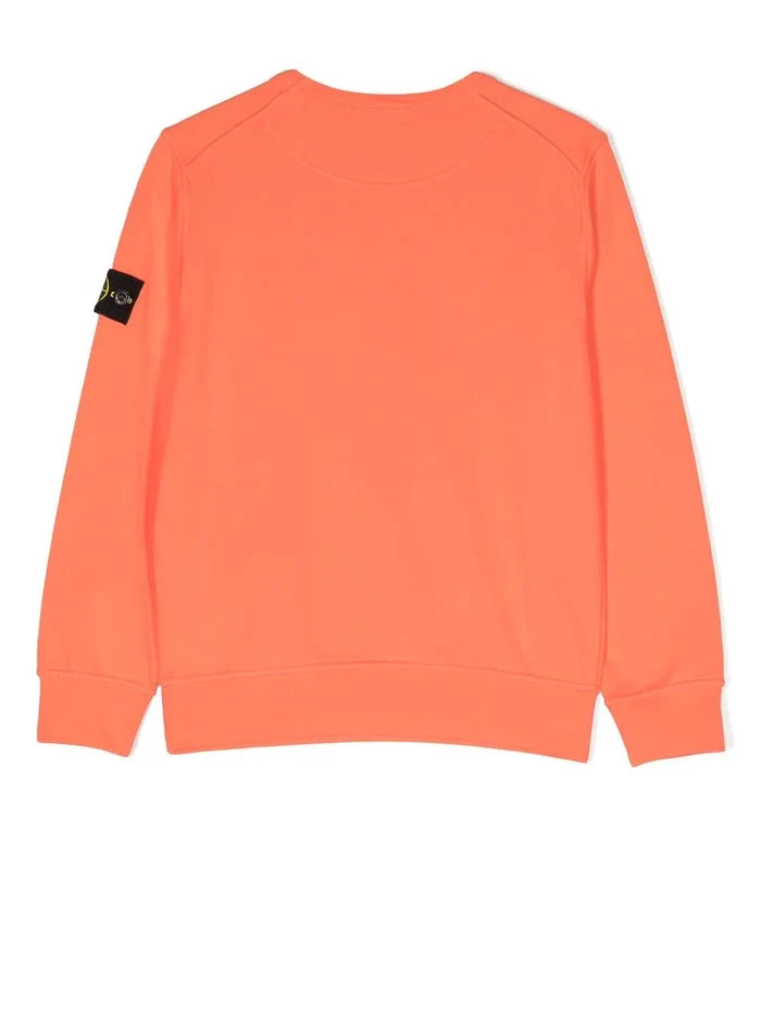 STONE ISLAND KIDS Compass Logo Patch Sweatshirt Orange - MAISONDEFASHION.COM