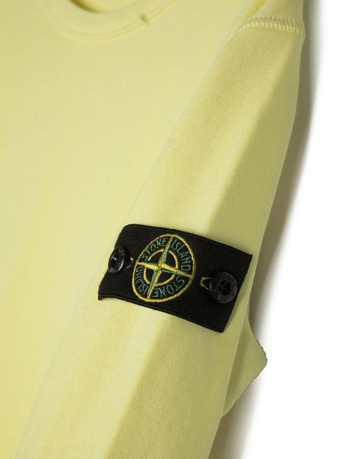 STONE ISLAND KIDS Compass Logo Patch Sweatshirt Yellow - MAISONDEFASHION.COM