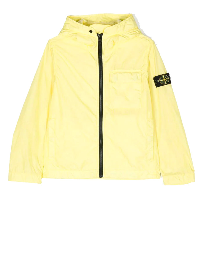 STONE ISLAND KIDS Compass Patch Hooded Jacket Yellow - MAISONDEFASHION.COM