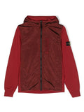 STONE ISLAND KIDS Compass Patch Nylon Hooded Jacket Red - MAISONDEFASHION.COM