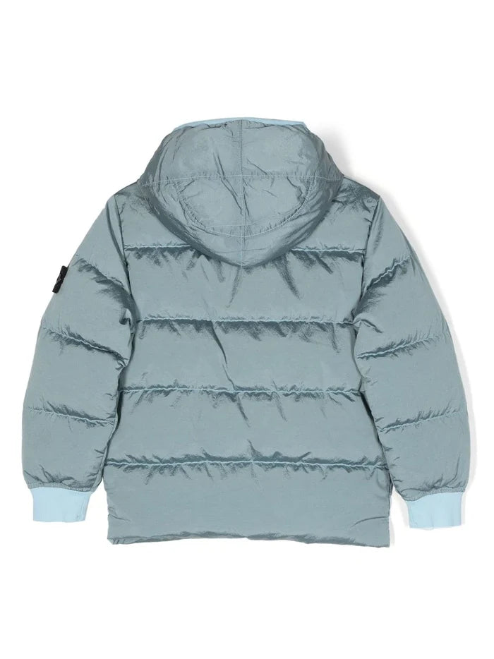 STONE ISLAND KIDS Logo Padded Jacket Blue - MAISONDEFASHION.COM