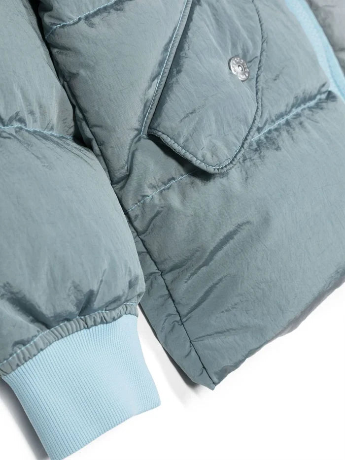 STONE ISLAND KIDS Logo Padded Jacket Blue - MAISONDEFASHION.COM