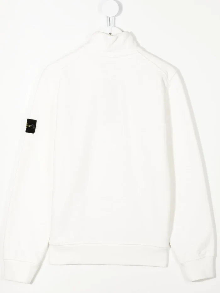 STONE ISLAND KIDS Compass-patch quarter-zip sweatshirt White - MAISONDEFASHION.COM