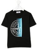 STONE ISLAND KIDS Compass-print cotton T-shirt Black - MAISONDEFASHION.COM