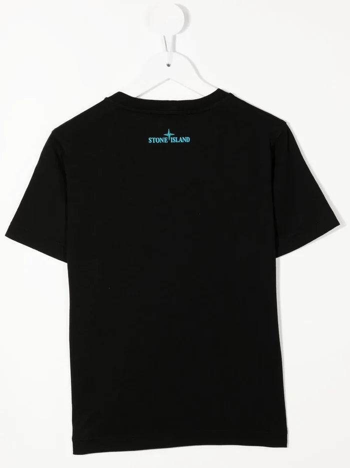 STONE ISLAND KIDS Compass-print cotton T-shirt Black - MAISONDEFASHION.COM