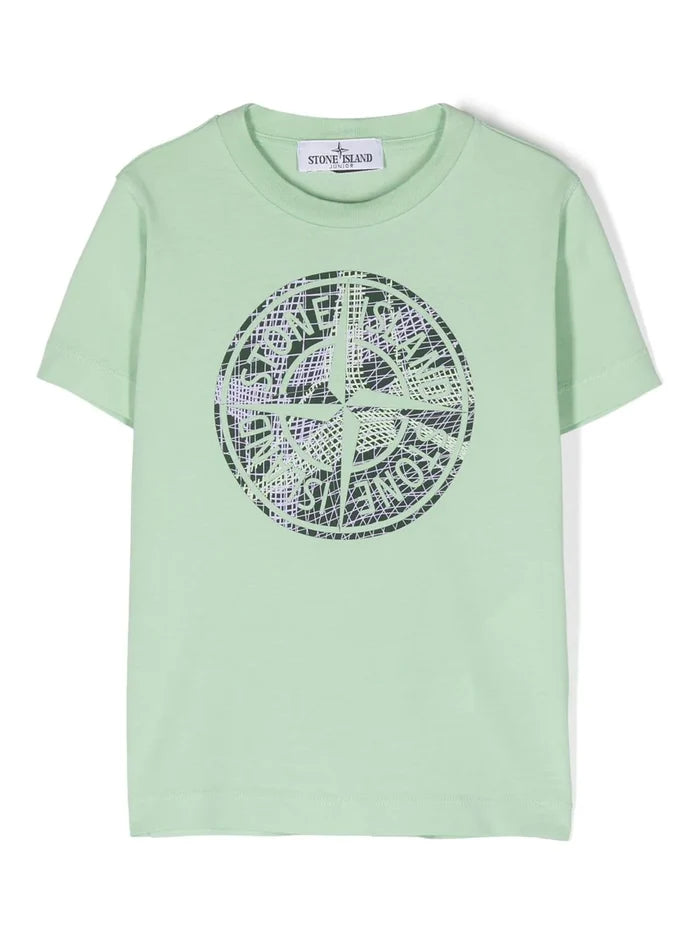 STONE ISLAND KIDS Compass Print T-Shirt Green - MAISONDEFASHION.COM