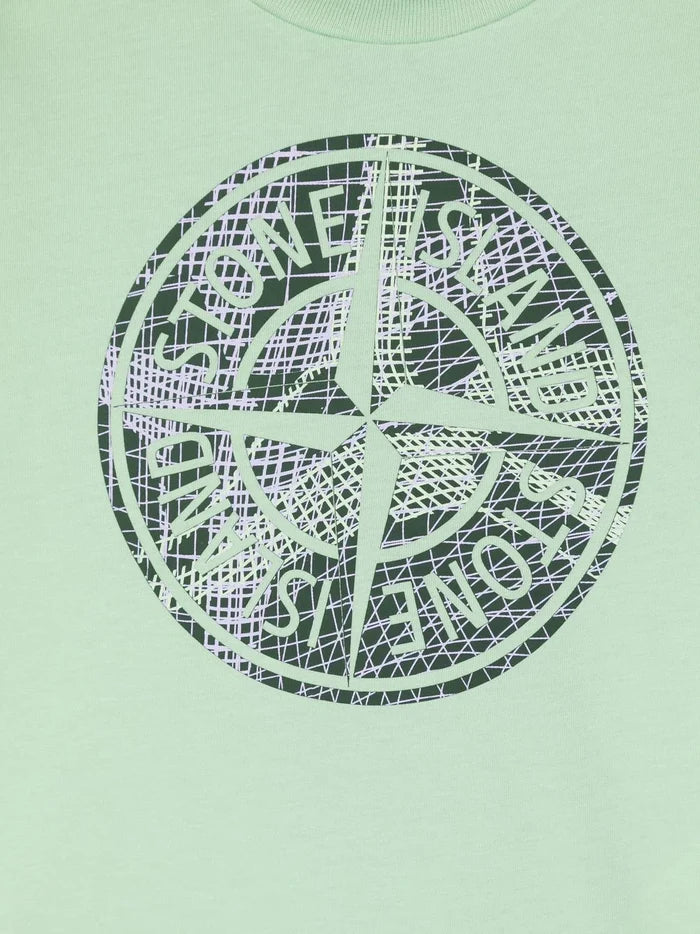 STONE ISLAND KIDS Compass Print T-Shirt Green - MAISONDEFASHION.COM